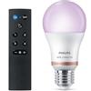 Philips Smart Lighting, Lampadina a LED A60 Smart RGB con Telecomando, E27, 806 lm, Luce Bianca Regolabile e a Colori 2.200-6.500K, dimmerabile, Connected by WiZ Alexa, Google Home, Apple Home