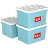 Cetomo 45L*3 Scatole di Stoccaggio in Plastica, Scatole Portaoggetti con Coperchio, Organizzatore con Manico, Contenitori per Casa e Ufficio, Impilabile, Resistente, Blu, 45L - Confezione da 3