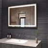 AQUABATOS Specchio da bagno con illuminazione, 100 x 70 cm, nero, cornice a LED, luce bianca calda, 6400 K e bianco freddo 3000 K, dimmerabile, interruttore touch senza appannamento