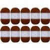 Utopia Crafts JOY - Filato per lavorare a maglia e all'uncinetto, morbido, facile da pulire, 100% poliacrilico, 10 gomitoli da 50 g, 150 m (castania)