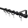 Gardinia Set a 1 Corsa per aste per Tende, Materiale di Fissaggio Incluso nel Set, Lunghezza 130-240 cm, Metallo/Plastica, Nero