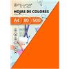 OFITURIA Pack 500 Hojas Color Naranja Tamaño A4 80g, FAB-15650