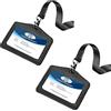 Meekye Set di 1/2 Porta Badge PU Cordino, Porta Badge da Collo, Porta Tesserino per Carte di Credito, ID Lavoro, Carta D'identità, Carta Studente, Ufficio Badge Holder