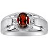 Artik Jewels Naturale Granato Gemma Con 14K Placcato Oro Bianco Anello Argento per Uomo AJ779
