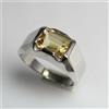 Artik Jewels Naturale Citrino Gemma Con 14K Placcato Oro Bianco Anello Argento per Uomo AJ675