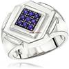 ArtikJewels Riscaldato Zaffiro Blu Con 14K Placcato Oro Bianco Anello Argento per Uomo AJ308