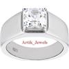 Anello In Argento Placcato Oro Bianco 14K Con Moissanite Incolore Per Uomo #460