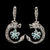 egemdiamond 925 Orecchini Argento Sterling Ovale Blu Zircone Marcasite Dragon Gemma Gioielli