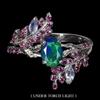 Gemsporium Anello Argento Sterling 925 Ovale Opale Nero 7x5mm Tanzanite Taglia 7.5