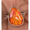 925 Argento Sterling Fuoco Arancione Opale Decorato Donna Certificato Ring Size