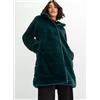 FREEMANS Cappotto Eco-Pelliccia Verde Maniche Lunghe Taglie 18,22 (ccn215)