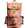 Satchel Zaino Vintage In Pelle Marrone 20" Laptop Organizer Borsa A Tracolla