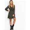Freemans Abito Tea Dress Chiffon Verde Con Pois Maniche Lunghe Taglie 14/18