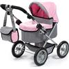Bayer Design 13008AA Carrozzina per Bambole e Bambolotti, Passeggino per Bambola con Borsa, Pieghevole, Regolabile in Altezza, Grigio, Rosa, Fata
