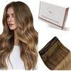 Hetto Extension Capelli Veri Tessitura Castano Extension Tessitura Capelli Corti Lisci Remy Matassa Capelli Veri Marrone a Biondo 80g 35 cm #6/8/14