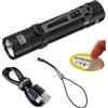 Nitecore EDC31 - Torcia elettrica EDC 3500 lumen, ricaricabile USB-C, compatta, ad alta luminosità con clip, cavo, interruttore di blocco scorrevole, colore: Nero