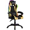 Syfax Sedia da Gaming con Luci a LED RGB Oro e Nera in Pelle finta