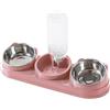 KESOTO Set di Mangiatoie Triple per Animali Domestici con Distributore d'Acqua Incluso Materiale Durevole E Inodore Adatto per Cibo Secco E Umido, Rosa