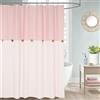 DOSLY IDÉES Tenda da doccia rosa per bagno, a righe beige e rosa, tenda da bagno con bottoni, tessuto misto cotone, stile country chic, 182,9 x 183 cm