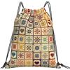 HLBSDM Zainetto portatile con coulisse, chitarra, microfono, motivo a note musicali, zainetti traspiranti con coulisse per yoga