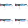 Vjsujehgy 4 Pz Pesca Popper 3D con Ancorette 12 cm 42g Topwater Richiamo Duro Plastica Morbida Isca Artificiale Richiamo di Pesca Affrontare Blu
