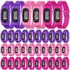 Geyoga 36 pedometri per passi e chilometri, orologio in silicone per tracciare i passi, braccialetto da corsa alla caviglia, contatore di calorie bruciate e conteggio dei passi (rosa, viola, rosso
