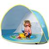 Glymnis Tenda da Spiaggia Bambini Pop Up con Mini Piscina, UPF 50+, Blu