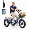 Generic Triciclo elettrico per adulti, triciclo da neve con pneumatici larghi da 20, batteria rimovibile da 48 V 15 Ah (35-40 km), carico massimo 200 kg, display LCD, ampio cestino, doppi freni a disco.