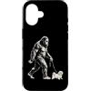 Vintage Bigfoot and Maltese Cryptid Humo Custodia per iPhone 16 Bigfoot Walking - Girello maltese divertente per cani