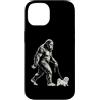 Vintage Bigfoot and Maltese Cryptid Humo Custodia per iPhone 14 Bigfoot Walking - Girello maltese divertente per cani