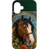 Belle Epoque Animals Custodia per iPhone 16 Cavallo da tiro Clydesdale Art Nouveau