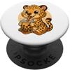 Cute Kawaii Cheetah Drinks Boba Bubble T Carino Cheetah Kawaii Anime Bere Bubble Tea Ragazza Bambini PopSockets PopGrip Adesivo