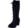 cfpqv Stivali stringati da donna, stile vintage, gotico, con tacco, da motociclista, da cowboy, per autunno e inverno, da lavoro, Nero , 40