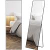 EasyComfort Specchio a Figura Intera da Parete o da Terra in Metallo e Lega di Alluminio, 50x2x161.5 cm, Nero