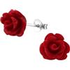 Zenvie Orecchini Zenvie Rose - Rosso, argento sterling, 1 cm, confezionato, regalo romantico