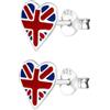 Zenvie Orecchini cuore Union Jack, argento sterling 925