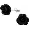Zenvie Orecchini a perno a forma di rosa nera in scatola - Fiori gotici, in argento Sterling, 1 x 1 cm