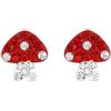 Zenvie Orecchini a bottone Zenvie Red Toadstool Mushroom in scatola - Argento sterling e cristallo