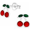 Zenvie Orecchini a bottone con doppia ciliegia con confezione regalo - Grazioso argento sterling 8 mm x 8 mm
