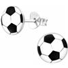 Zenvie Orecchini a bottone Zenvie Football con confezione regalo - 8 x 8 mm - Argento sterling bianco nero