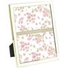 Laura Ashley Cornice portafoto smaltata bianca, bordo in metallo dorato con cavalletto, per piano di lavoro, bancone, espositore da tavolo, libreria, scrivania, decorazione da parete, galleria