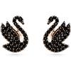 Swarovski Orecchini a lobo Swan, Crystal Pearl, Cigno, Neri, Placcato color oro rosa
