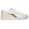 DIADORA Game Low Waxed Metal Sneaker In Pelle Bianco Oro - Donna - Bianco Oro