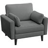 Yaheetech Divano Singolo da Salotto Divanetto Moderno con Cuscini Schienale Divano a 1 Posto in Tessuto Poltrona da Soggoirno con Braccioli 102,5 × 75 × 85,5 cm Grigio Scuro/Tela