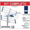 EDISION Kit Antenna Tv Esterna Digitale Terrestre UHF Amplificatore Da Palo 5G 2 Uscite