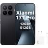XIAOMI Smartphone Xiaomi 17T Pro 5G, 512GB, 12GB di RAM, display da 6,83", batteria da 7000mAh, obiettivo tele Leica 5x, display a 144Hz con protezione per gli occhi, colore nero (con alimentatore)