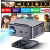 StarTech Proiettore LCD per home cinema 2026 - Android 12, Wi-Fi - Full HD 1080p - 40000 lumen, 2000 ANSI - Autofocus e correzione trapezoidale - 2 GB di RAM, 64 GB di ROM - Decodifica 4K/8K - Spina europea