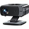 StarTech Mini proiettore per home cinema intelligente, risoluzione 1080p, supporto 4K, decodifica 8K, 25000 lumen, 800 ANSI, Wi-Fi 6, Bluetooth 5.3, Android 12, autofocus, 64GB di memoria, spina europea