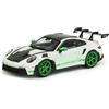 Solido Porsche 911 992 GT3 RS 2023 - Modellino di auto Diecast, corsa moderna 911 con grande ala posteriore, aerodinamica dettagliata e cerchi sportivi, bianco con accenti verdi, 1:43