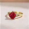 FemousGems 14K Oro Giallo Taglio Quadrato Granato Fidanzamento Anello, Split Fascia Donna